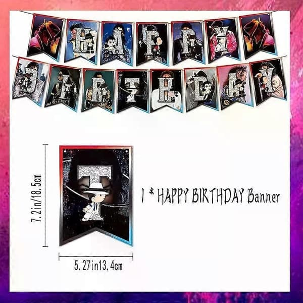 Michael Jackson Bursdagsfestutstyr Sett Ballonger Kaketopp Banner