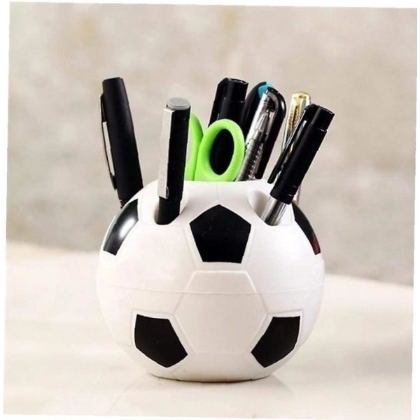 Fotbollsformad tandborsthållare Pennhållare Makeup Borstställ Hållare Hemmakontor Sovrumsinredning Skolmaterial (svart och vitt (1 st)