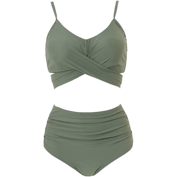 Dame Højtaljet Bandage Bikini Sæt Wrap To Dele Push Up Badetøj