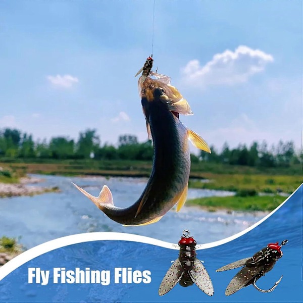 Fiskedrag, 20 st Flugfiske Flugor Fiskedrag Öring Bass Flugfiske Drag Kit Svart