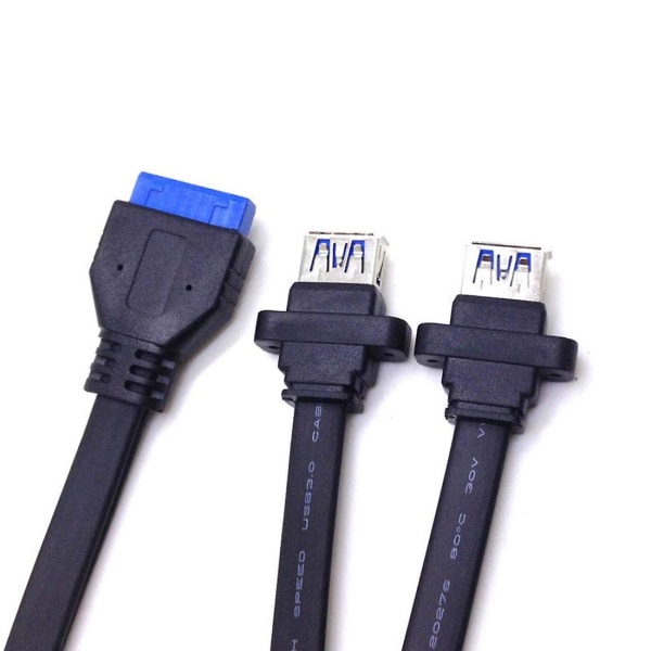 0,3M dobbel 2-porter USB 3.0 frontpanel forlengelseskabel A Type Hunn til 20 Pin Box Header Hunn Spor Adapter Kabel