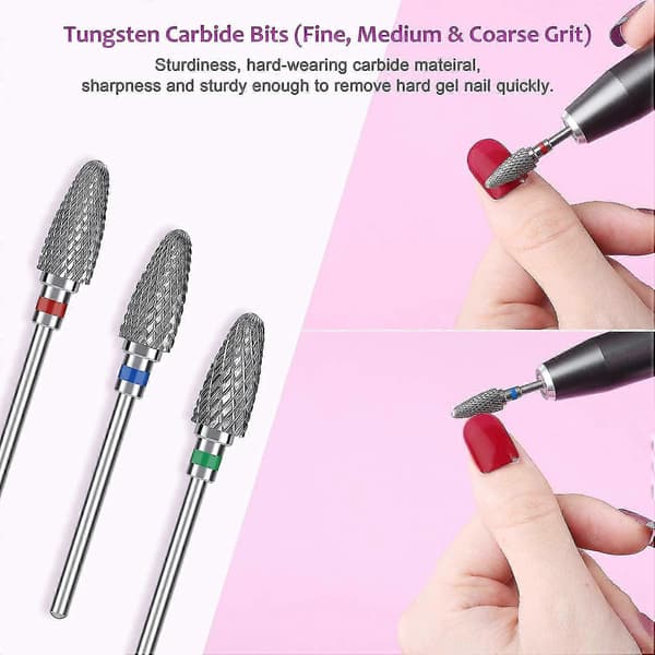 2024 Nya Nagelfräsbits Set, Elektriska Nagelfräsbits Kit Keramik/Tungsten/Diamantkarbid 3/32 Tum Naglar