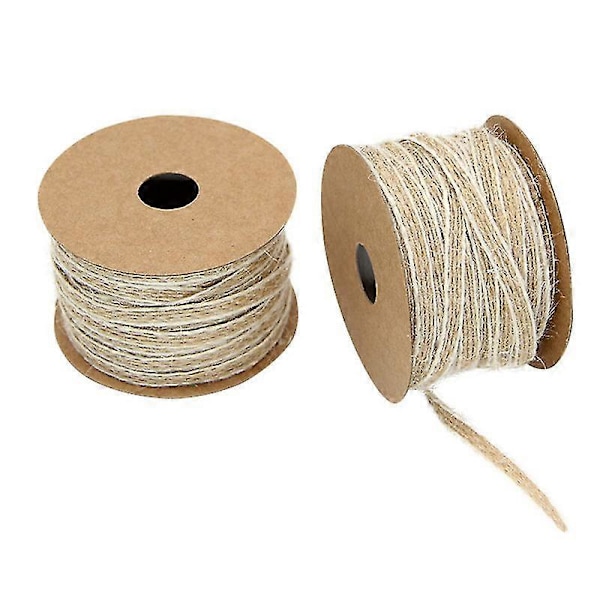 2 stk. 10m Jute Hamp Blonde Retro Bryllupsdekoration Fest DIY Håndværk Gaveindpakning Dekoration