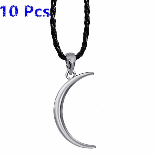 10 st Herr Pojkar Silver Crescent Tredimensionell Moon Tenn Hängsmycke Halsband Witchcraft Smycken Wlp302