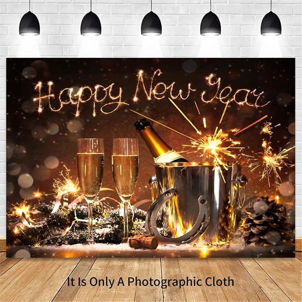 2024 Uusivuosi 210x150cm Valokuvaus Taustat Champagne Gold Glitter Juhlasisustus Taustat Pho