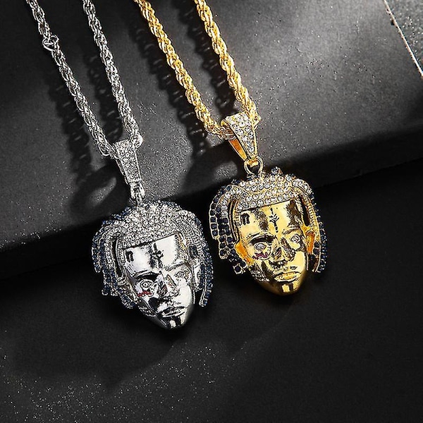 Hip-hop Rap Rapper Xxxtentacion Necklace Pendant With Rope Chain Bling Cubic Zircon Cool Men&#39;s Rock Biker