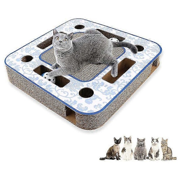 Multifunktionell Interaktiv Klösbräda för Katter med Kringboll 35 X 35 X 6 Cm Macaron