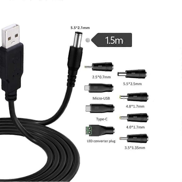 Universal 5V USB-ledning, USB til DC-kabel med 8 typer stik til Android-telefoner, , Bank, Legetøj