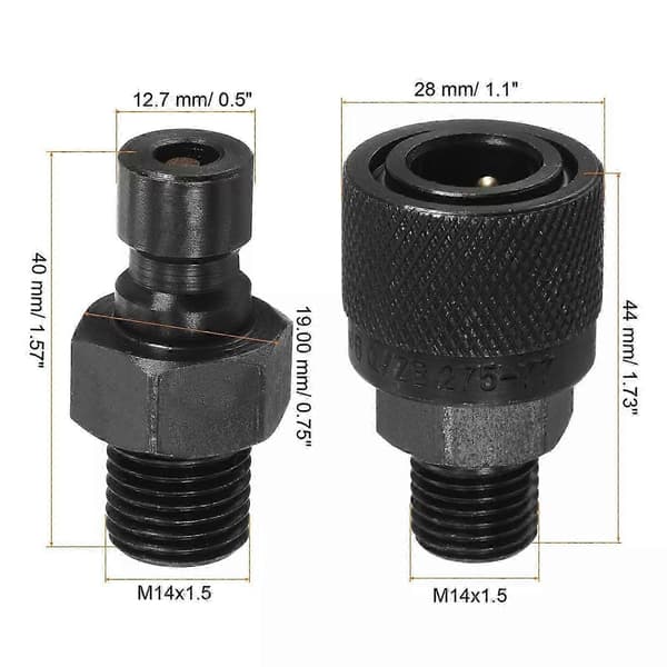 Hydraulinen pikaliitinsetti M14x1.5mm Urosputkiliitin Musta