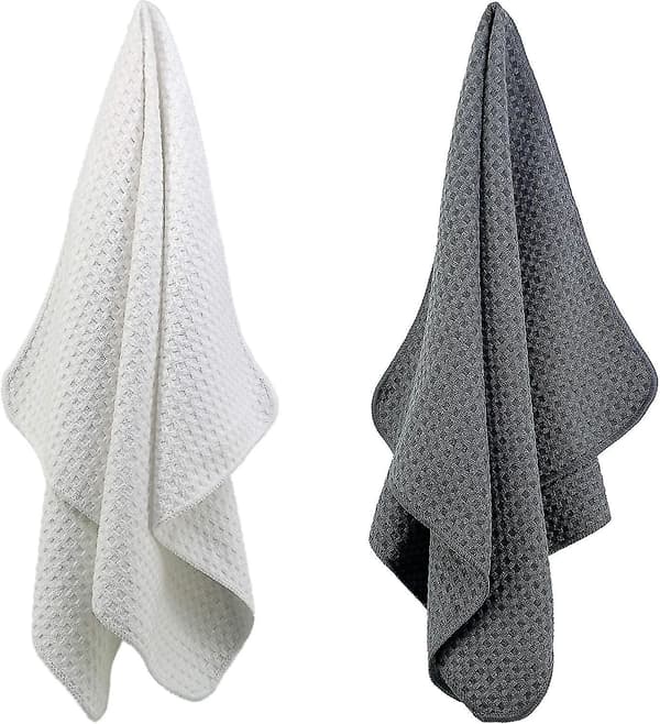 Premium Våffelvävd Mikrofiber Kökshanddukar, 6-pack (40x70cm, Grå och Vit)