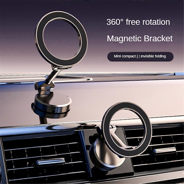 Magneettinen puhelinpidike autoon, 360° kääntyvä, metallinharmaa
