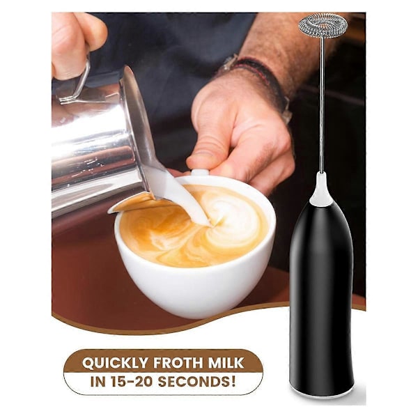 Melkeskummer Oppladbar, Oppladbar Melkeskummer Håndholdt Kraftig Kaffeskummer for Kaffe Latte, Cappuccino Svart