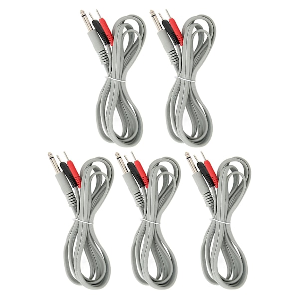 5 stk. Elektrodeledninger 2 I 1 6,35 Pin Socket Kontakt Elektrodeledningskabel til TENS Massage Maskine 1,8 m