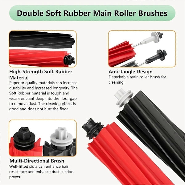 Tillbehörssats Ersättningsdelar för Roborock Q5 Pro/Q5 Pro +Plus /Q8 Max/Q8 Max Plus Robotdammsugare