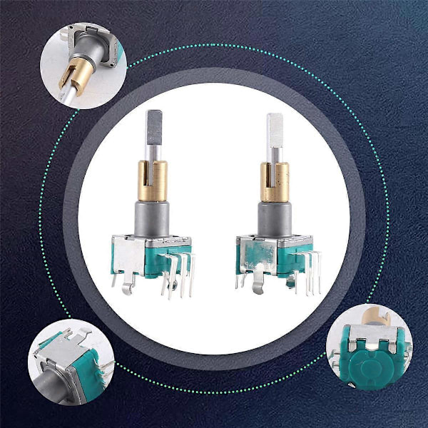 2 stk. EC11EBB24C03 Dual Axis Encoder med bryter, 30 posisjoner, 15 pulspunkter, 25 mm håndtak