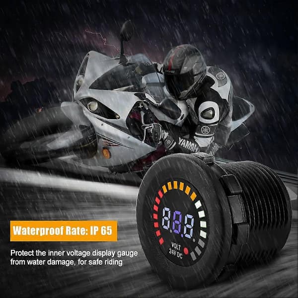 DC 24V Universal Digital LED Panel Voltmeter Spændingsdisplay Voltmeter Til Bil Motorcykel ATV