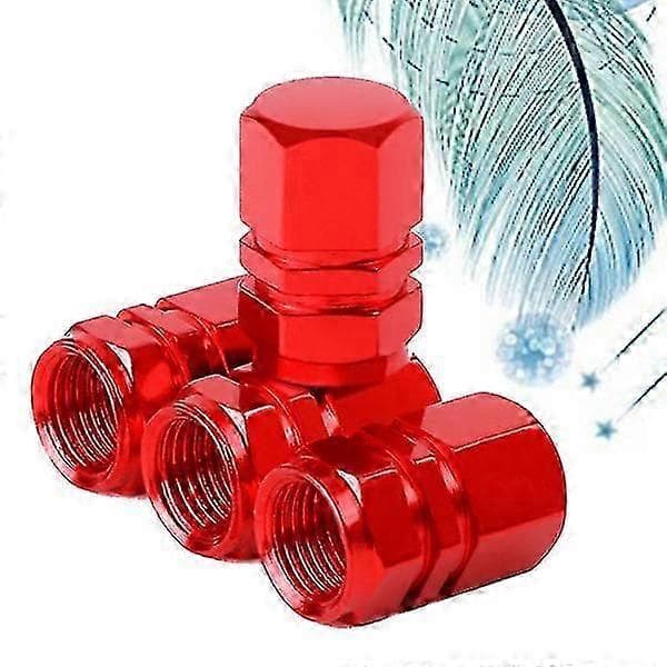 4 st Aluminiumlegering Bil Däckventilhattar Rund Stil Luftskydd (röd) Fk