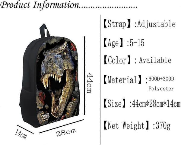 Dinosaurie Skoletaske Rygsæk