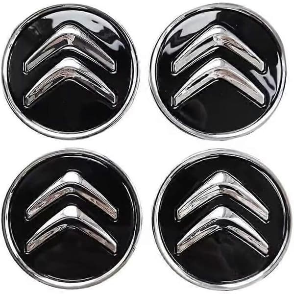 Sæt med 4 hjulkapsler til Citroen C1 C3 C4 C5 C6 DS3 Fregi alufælge logo, 60 mm sort