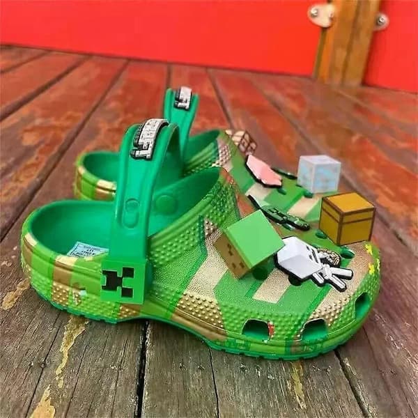 Nya 3D Barn Grottskor Min Värld Minecraft Baotou Pojkar och Flickor Tofflor Halkfria (C12-18cm)