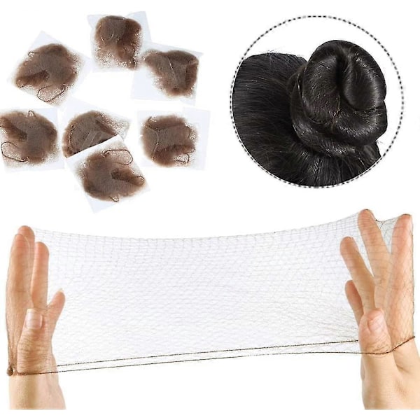 30 stk. hårnett for Lmell dameknute med eske. Usynlige hårnett elastisk kant mesh