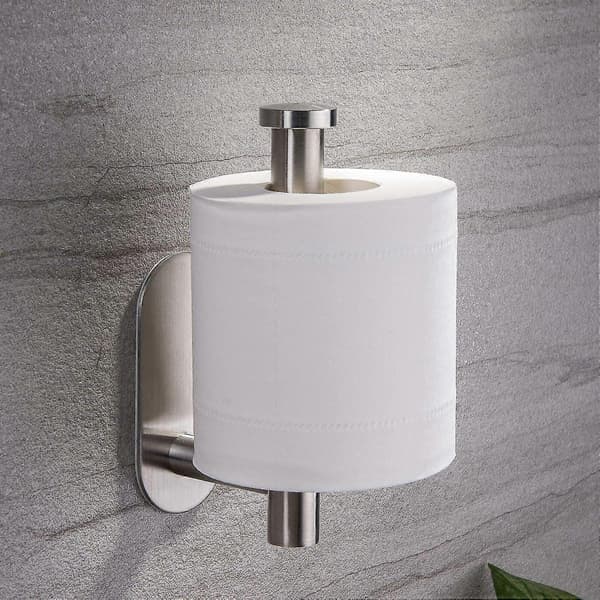 Toiletpapirholder uden boring, selvklæbende toiletpapirholder i rustfrit stål til badeværelse