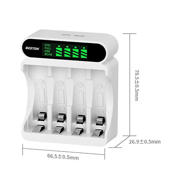 On C9023l 4-sporers LCD-skjermvisning Hurtiglading Lader for AA/AAA 1.2V Ni-MH Oppladbare Batterier