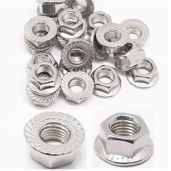 YuGtcen M10 x 1.25mm 30ST Flänsmutter Gänga Hårdvara Muttrar, 304 Rostfritt Stål