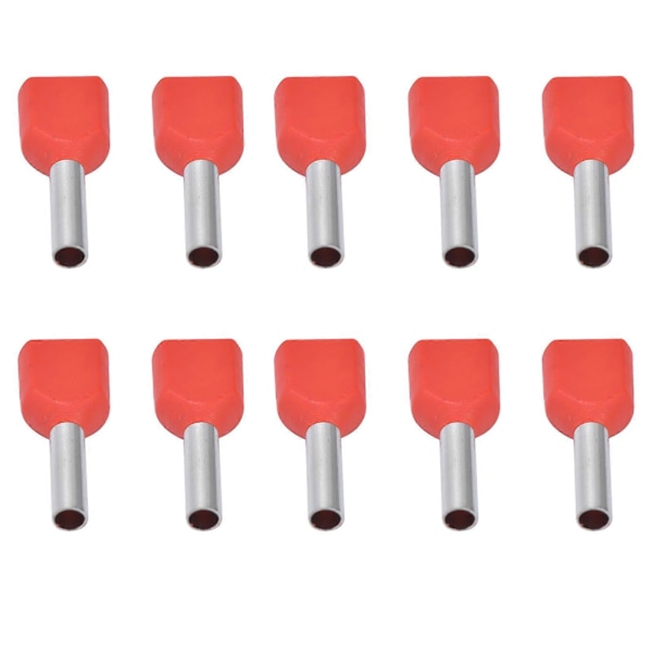 100 stk. isolerede ferruler terminal kobberrør PVC krympekonnektor til 2x18AWG ledning TE1008 YEMAA
