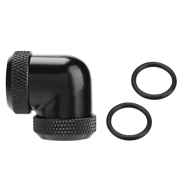 DIY 90 Graders Vinkel Dubbel Hård Röranslutning för 14mm OD Vattenvätskekylning - Svart