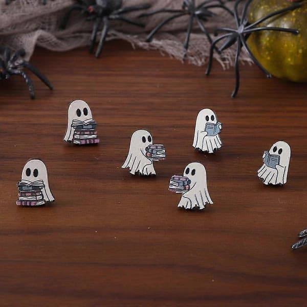 6 par uhyggelige Halloween ørestikker bog spøgelse formet øreringe ornament
