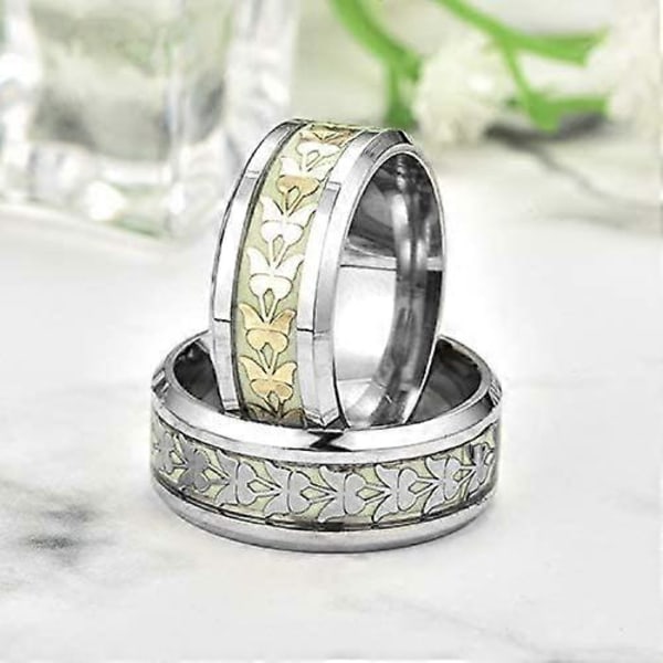 Glødende Ringe Til Kvinder Mænd Rustfrit Stål Sommerfugl Venus Orb Ring Gløder I Mørket Ring Trendy Søde Ringe Til Mænd Sarte