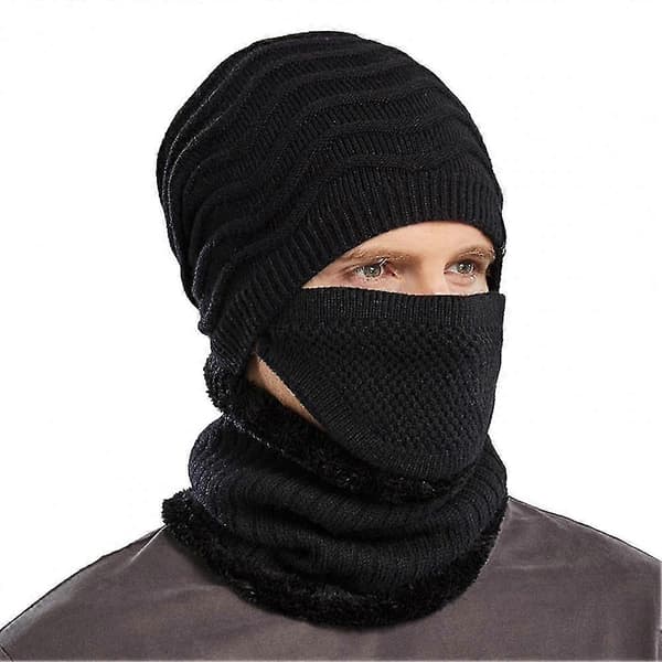 Mössor för män, nästan full täckning, varma vintermössor med hög elasticitet, ansikts- och nackskydd, stickad hatt för män, mode