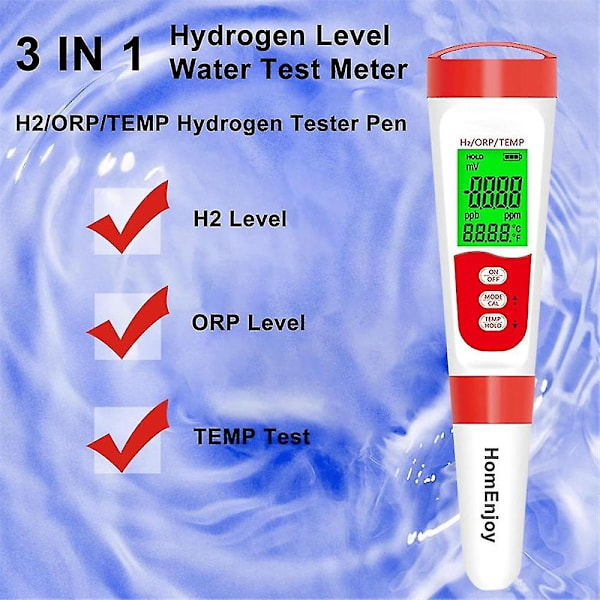 Vattenflaska Väte Testmätare, 3 I 1 H2/orp/temp Digital Vätehaltsmätare Penna För Daglig Dricksvatten Väte