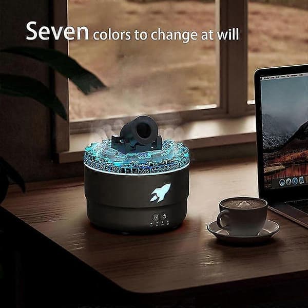 2 STK Mini Kanon Luftfukter Aroma Diffuser med 2 Moduser 7 Farger LED Timer og Justerbare Innstillinger Tårn Luftfukter A