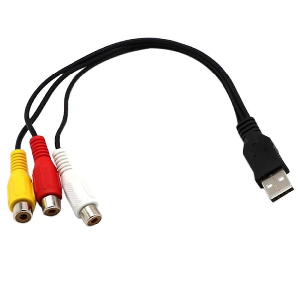 USB til 3RCA kabel USB hunn til 3 RCA RGB video AV kompositt adapter konverterer kabel ledning kontakt for TV PC DVR