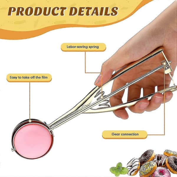 3 stk. Guld Cookie Scoop Sæt Is Scoop Cookie Med Trigger Lollipop Cake Pop Udgivelse Rustfrit Stål Cookie Scoops Stor Medium Lille Størrelse Cupcak