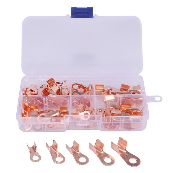 Open Barrel Copper Ring Lug Terminals Wire Crimp Connector Assortment Kit Ot 10a 20a 30a 40a 50a (p