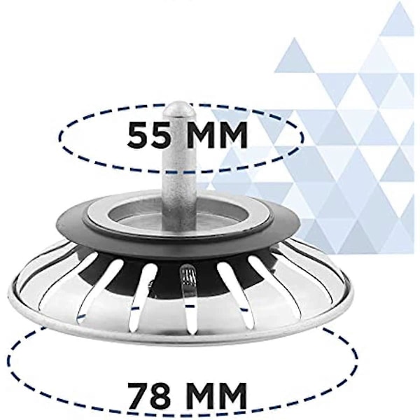 Køkkenvask Si Rustfrit Stål Vaskprop Hul Diameter 78mm (Pakke med 2)