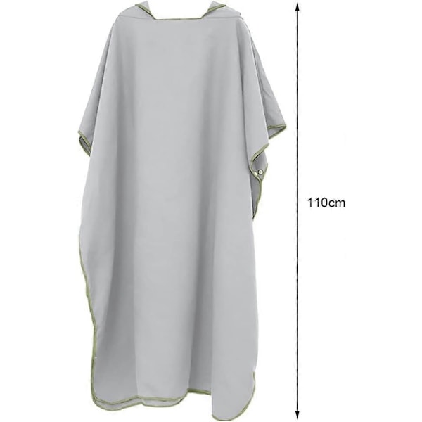 Vaihtoviitta Hupullinen Pyyhe Poncho Rannalle Uima Surffaukseen Nopeasti Kuivuva Mikrokuitupyyhe Aikuisille Teineille (Harmaa)