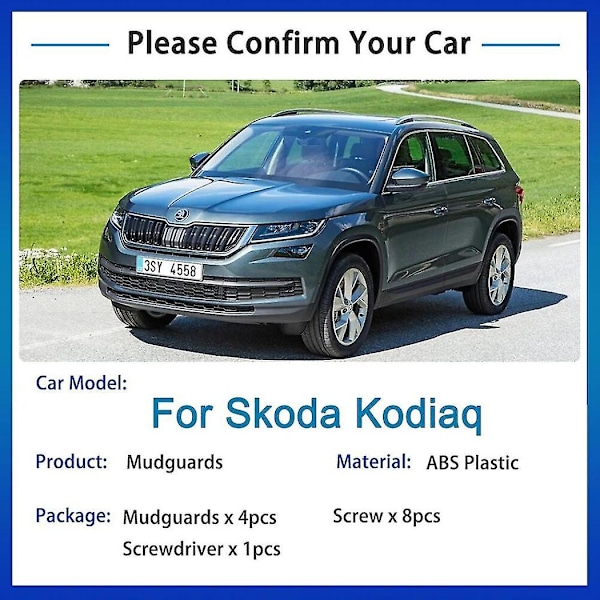 Stänkskydd för Skoda Kodiaq 2016 2017 2018 2019 4x Stänkskärmar Fender Styling Tillbehör Uppgradering Skydd Flap Stänkskydd