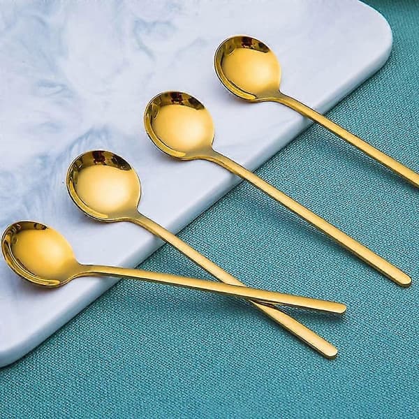 Pakke med 8, Guldbelagte Espressoskeer i Rustfrit Stål 13,5 cm