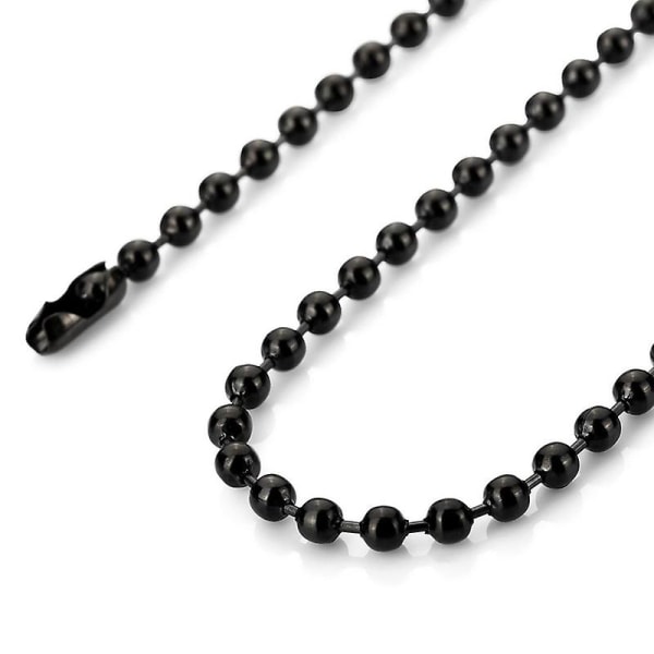 5,0 mm Large Acier Inoxydable Collier Boule Perle Noir, Longueur 73 cm