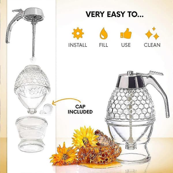 Honningsirup Dispenser, 200ml Honning Dispenser Glasbeholder Akryl