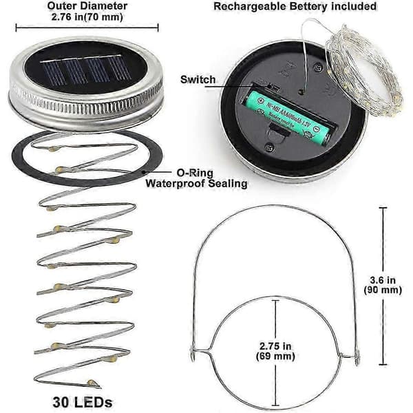 Solcellslampor för Burk - 8-pack 30 LED Vattentäta Locklampor