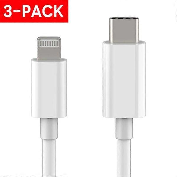 3 kpl USB-C–Lightning-kaapeli iPhone-pikalaturi