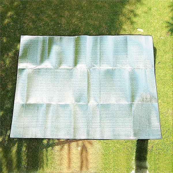 Piknikmatte Tepper Vanntett Foldbar Reversibel Sølv Camping Sovematte (200 x 150cm)
