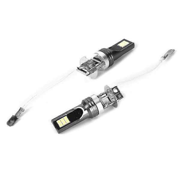 2 stk 3030-12LED H3 Bilfrontlys Pære Hovedlys 6000K Hvitt Lys