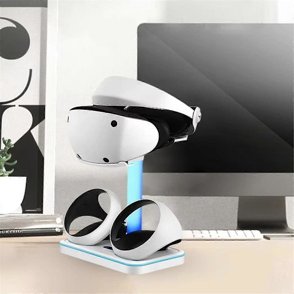 Ladestasjon for PS VR2 med RGB-lys, Vertikal Ladestativdokkingstøtte for PSVR2 Headset