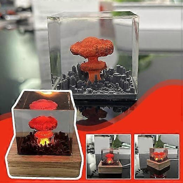 LED Atomisk Eksplosjon Soppsky Lampe, 3D Soppsky Eksplosjon Innendørs Belysning USB Nattlys Nattbordslampe, Plug and Play